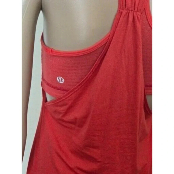 Lululemon No Limits Tank Red Shelf Bra Open Sides Fitness Tank size 6 - Picture 3 of 5